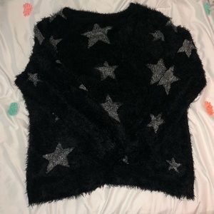 Warm and Fuzzy Jumper with Metallic Stars